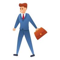 Walking businessman icon, cartoon style vector