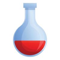 Eco glass flask icon, cartoon style vector