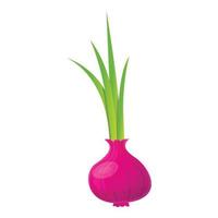 Garden violet onion icon, cartoon style vector