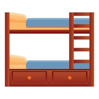 Twin bunk bed icon, cartoon style vector
