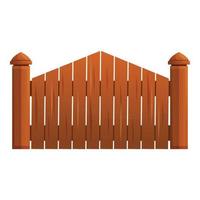 Wood fence gate icon, cartoon style vector