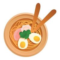 Top view ramen icon, cartoon style vector