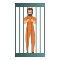 Furious prison man icon, cartoon style vector