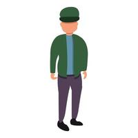 Man with cap icon, cartoon style vector