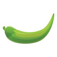 Green chili pepper icon, cartoon style vector