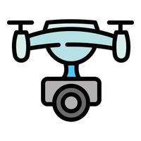 icono de dron de cámara, estilo de contorno vector