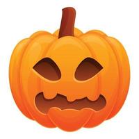 Facial pumpkin icon, cartoon style vector