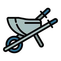 Wheelbarrow icon, outline style vector