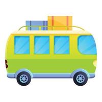 Van summer trip icon, cartoon style vector