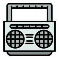 icono de boombox portátil, estilo de esquema vector