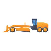 Heavy grader machine icon, cartoon style vector