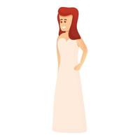 Young bride icon, cartoon style vector