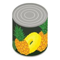 Pineapple tin can icon, isometric style vector