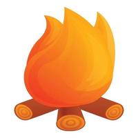 Campfire icon, cartoon style vector