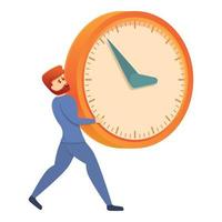 Man carry clock icon, cartoon style vector