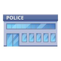 Police station building icon, cartoon style vector