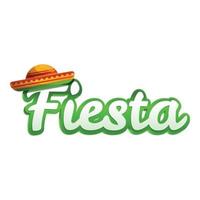 Fiesta text icon, cartoon style vector