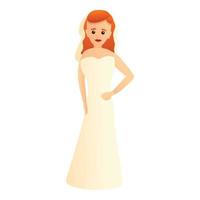 Sexy bride icon, cartoon style vector