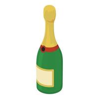 icono de botella de champán, estilo isométrico vector