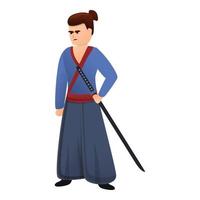 Modern samurai icon, cartoon style vector