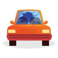 Broken car window icon, cartoon style vector