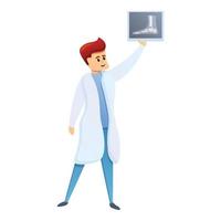 Doctor show leg xray icon, cartoon style vector