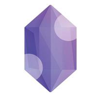 Purple crystal icon, cartoon style vector