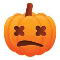 Shocked pumpkin icon, cartoon style vector