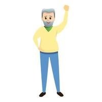 Grandfather hand up icon, cartoon style vector