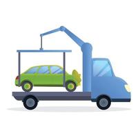 Car on tow truck icon, cartoon style vector