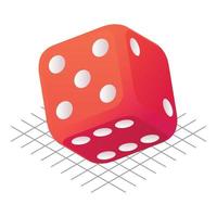 Red dice icon, isometric style vector