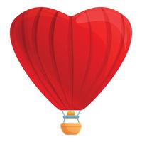 Heart shape air balloon icon, cartoon style vector