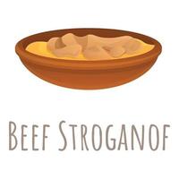 icono de stroganof de carne, estilo de dibujos animados vector