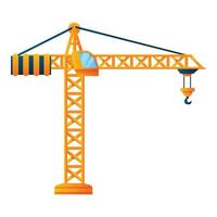 Construction crane icon, cartoon style vector