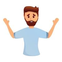 Bearded man stress icon, cartoon style vector