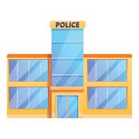 icono de la oficina de cristal de la policía, estilo de dibujos animados vector