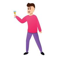 El hombre hace un icono de brindis con champán, estilo de dibujos animados vector