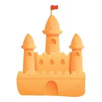 Ocean sand castle icon, cartoon style vector