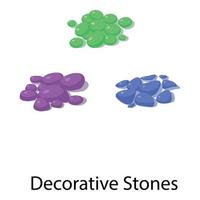 Aquarium decorative stones icon, isometric style vector