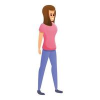 Adolescent girl icon, cartoon style vector