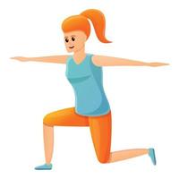 Morning exercise activity icon, cartoon style vector