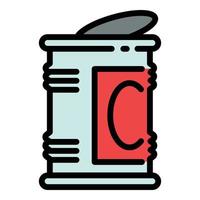 Open tin can icon, outline style vector