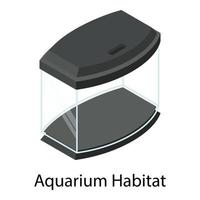 Aquarium habitat icon, isometric style vector