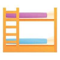 Bunk bed sleeping icon, cartoon style vector