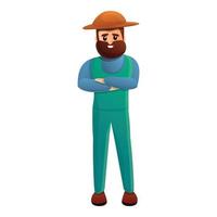 Bearded farmer icon, cartoon style vector