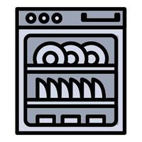 icono de lavavajillas moderno, estilo de esquema vector