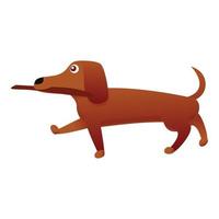 Dachshund with wood stick icon, cartoon style vector