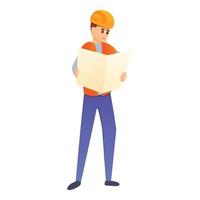 Project manager construction icon, cartoon style vector