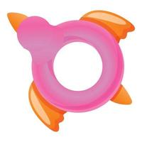 Inflatable duck ring icon, cartoon style vector