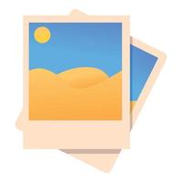 Safari photos cards icon, cartoon style vector